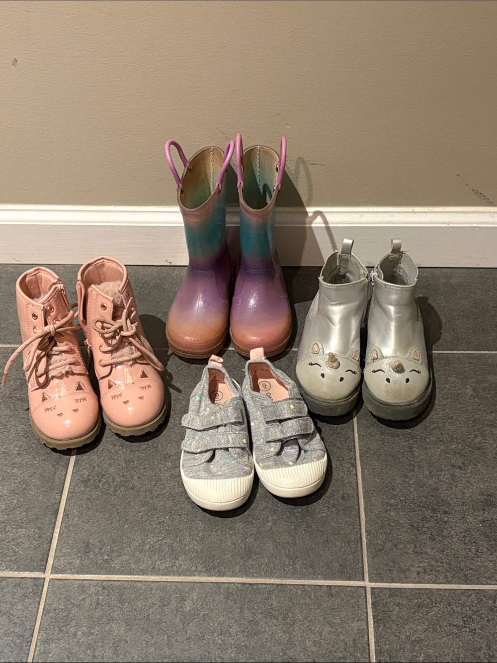 Kids Rainbow Gradient Rain Boots - Pink Purple Blue